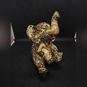 Elephant Figurine- Ceramic - Safari print
